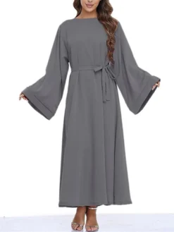 Women's Work Dress Black Dress Semi Formal Dress Fashion Long Dress Maxi Dress Lace Up Crew Neck Long Sleeve Plain Regular Fit Black Pink Red Fall Winter S M L XL XXL -Party Prom Dresses Sales Store tcejkl1693300571900