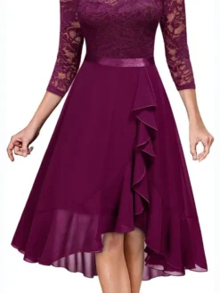 Women's Party Dress Lace Dress Wedding Guest Dress Midi Dress Pink Blue Fuchsia 3/4 Length Sleeve Pure Color Lace Summer Spring Fall Off Shoulder Fashion Birthday Wedding Guest Vacation 2023 S M L XL 19 Women's Party Dress Lace Dress Wedding Guest Dress Midi Dress Pink Blue Fuchsia 3/4 Length Sleeve Pure Color Lace Summer Spring Fall Off Shoulder Fashion Birthday Wedding Guest Vacation 2023 S M L XL -Party Prom Dresses Sales Store tdykhe1679312192402