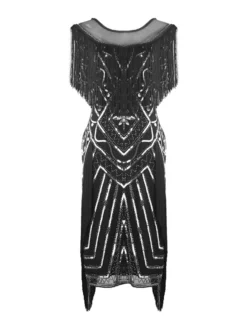 Women‘s Halloween Dress Party Dress Fringe Dress Sequin Dress Midi Dress Green Black Gold Short Sleeve Striped Sequins Spring Fall Crew Neck 1920s Party 2023 Style M L XL XXL 3XL -Party Prom Dresses Sales Store tffbsn1660818764789