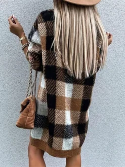 Women's Sweater Dress Winter Dress Jumper Dress Mini Dress Fashion Plaid Daily Date Going Out Weekend V Neck Long Sleeve Patchwork 2023 Regular Fit Khaki S M L XL 9 Women's Sweater Dress Winter Dress Jumper Dress Mini Dress Fashion Plaid Daily Date Going Out Weekend V Neck Long Sleeve Patchwork 2023 Regular Fit Khaki S M L XL -Party Prom Dresses Sales Store tjqils1694591719790