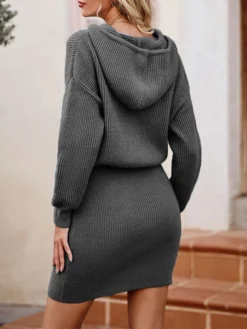 Women's Jumper Dress Casual Dress Bodycon Mini Dress Fashion Pure Color Outdoor Casual Daily Going Out V Neck Long Sleeve 2023 Regular Fit Black Red Dark Gray S M L -Party Prom Dresses Sales Store tlhbfp1692090288470