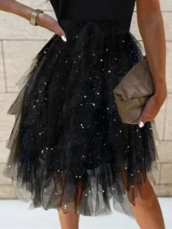 Women‘s Semi Formal Party Dress Homecoming Dress Casual Dress Sequin Dress Mini Dress Black Sleeveless Pure Color Sequins Spring Summer High Neck Stylish Weekend 2023 S M L XL XXL -Party Prom Dresses Sales Store tmnxdr1656570559271