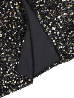 Women‘s Party Dress Homecoming Dress Sequin Dress Bodycon Midi Dress Black Short Sleeve Pure Color Sequins Fall Spring Summer Stand Collar Office 2023 S M L XL -Party Prom Dresses Sales Store tnxyeu1681719196401