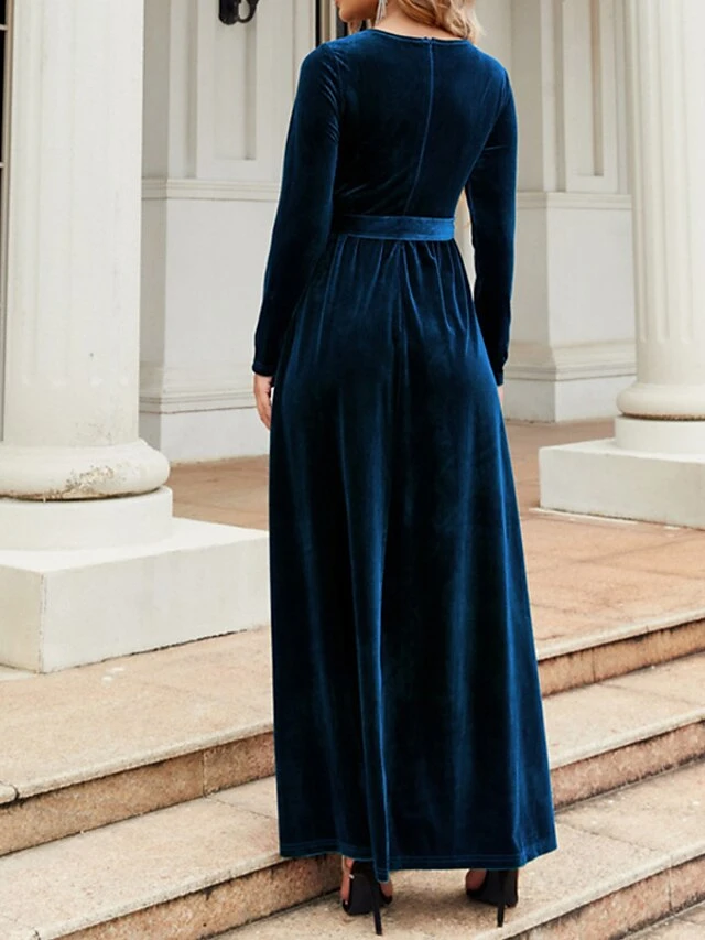 Women's Party Dress Velvet Dress Emerald Green Dress Long Dress Maxi Dress Black Wine Green Long Sleeve Pure Color Lace Up Spring Fall Winter Round Neck Fashion Winter Dress Fall Dress Spring Dress 12 Women's Party Dress Velvet Dress Emerald Green Dress Long Dress Maxi Dress Black Wine Green Long Sleeve Pure Color Lace Up Spring Fall Winter Round Neck Fashion Winter Dress Fall Dress Spring Dress - Image 12