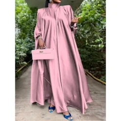 Women's Prom Dress Party Dress Satin Dress Long Dress Maxi Dress Black Yellow Pink Sleeveless Pure Color Ruched Summer Spring Fall Stand Collar Fashion Birthday Evening Party Wedding Guest 2023 M -Party Prom Dresses Sales Store tphlks1673854318588