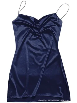 Women's Party Dress Cocktail Dress Satin Dress Mini Dress Black White Champagne Sleeveless Pure Color Backless Spring Fall Winter Spaghetti Strap Fashion Winter Dress Wedding Guest Vacation 2023 S M -Party Prom Dresses Sales Store tpzmwd1692079756585