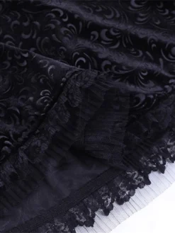 Women's Party Dress Velvet Dress Cocktail Dress Mini Dress Black Short Sleeve Pure Color Lace Spring Fall Winter Halter Neck Fashion Halloween Birthday Wedding Guest 2023 S M L -Party Prom Dresses Sales Store trapnr1693983166002