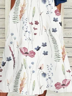 Women's Two Piece Dress Set Casual Dress Dress Set Outdoor Daily Fashion Modern Pocket Print Midi Dress V Neck Half Sleeve Floral Regular Fit White Summer Spring S M L XL XXL -Party Prom Dresses Sales Store trxqak1681990247768