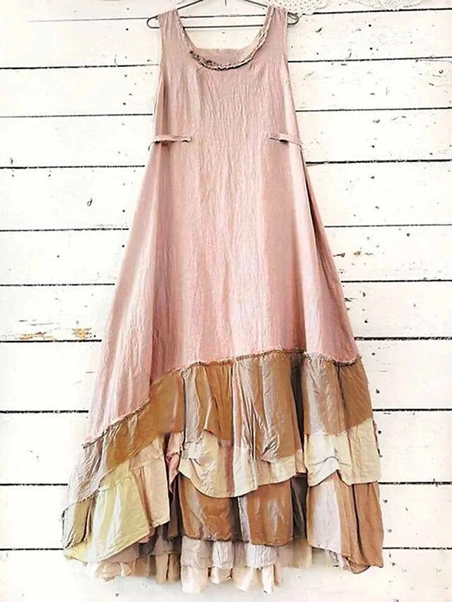 Women's Cotton Linen Dress Casual Dress Mini Dress Cotton Blend Basic Casual Outdoor Daily Vacation Crew Neck Ruffle Patchwork Sleeveless Summer Spring 2023 Regular Fit Khaki Plain S M L XL 2XL 1 Women's Cotton Linen Dress Casual Dress Mini Dress Cotton Blend Basic Casual Outdoor Daily Vacation Crew Neck Ruffle Patchwork Sleeveless Summer Spring 2023 Regular Fit Khaki Plain S M L XL 2XL