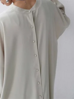 Women's Casual Dress Cotton Linen Dress Abaya Maxi Long Dress Linen / Cotton Blend Basic Classic Outdoor Daily Vacation Crew Neck Button Long Sleeve Spring Fall Winter 2023 Loose Fit Black Apricot -Party Prom Dresses Sales Store tudnax1692341111146