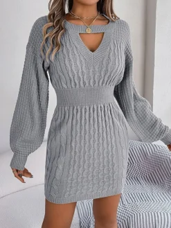 Women's Sweater Dress Jumper Dress Casual Dress Mini Dress Fashion Pure Color Outdoor Daily Going Out Crew Neck Long Sleeve Cut Out 2023 Loose Fit Wine Khaki Gray S M L 35 Women's Sweater Dress Jumper Dress Casual Dress Mini Dress Fashion Pure Color Outdoor Daily Going Out Crew Neck Long Sleeve Cut Out 2023 Loose Fit Wine Khaki Gray S M L -Party Prom Dresses Sales Store tviwft1695643849986