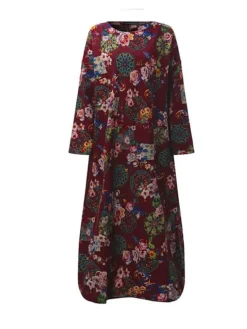Women's Casual Dress Cotton Linen Dress Loose Dress Maxi Long Dress Linen / Cotton Blend Daily Stylish Outdoor Daily Vacation Crew Neck Print Long Sleeve Spring Fall Winter 2023 Loose Fit Wine Red 7 Women's Casual Dress Cotton Linen Dress Loose Dress Maxi Long Dress Linen / Cotton Blend Daily Stylish Outdoor Daily Vacation Crew Neck Print Long Sleeve Spring Fall Winter 2023 Loose Fit Wine Red -Party Prom Dresses Sales Store twthde1695014791899