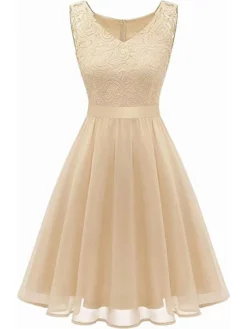 Women's Party Dress Lace Dress Homecoming Dress Midi Dress Pink Wine Khaki Sleeveless Pure Color Lace Summer Spring Fall V Neck Vintage Wedding Guest Birthday Vacation 2023 S M L XL XXL -Party Prom Dresses Sales Store txlzku1691399761308