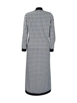 Women's Two Piece Dress Set Casual Dress Sheath Dress Daily Going Out Streetwear Modern Print Midi Dress Crew Neck Long Sleeve Houndstooth Regular Fit Black Fall Winter S M L XL XXL -Party Prom Dresses Sales Store txrmqu1695194341624