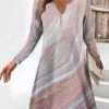 Women's Work Dress Casual Dress Fashion Winter Dress Daily Mini Dress Button Print V Neck Long Sleeve Floral Ombre Regular Fit Pink Blue Gray Fall Winter S M L XL XXL