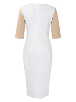 Women's Work Dress Sheath Dress Semi Formal Dress Fashion Midi Dress Patchwork Crew Neck Half Sleeve Color Block Regular Fit Black White Red Fall Winter S M L XL XXL 36 Women's Work Dress Sheath Dress Semi Formal Dress Fashion Midi Dress Patchwork Crew Neck Half Sleeve Color Block Regular Fit Black White Red Fall Winter S M L XL XXL -Party Prom Dresses Sales Store uapadf1692948237948