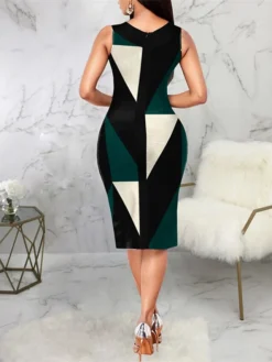 Women's Bodycon Sheath Dress Print Dress Midi Dress Dark Green Sleeveless Geometric Print Summer Spring V Neck Stylish Slim 2023 S M L XL 2XL 3XL -Party Prom Dresses Sales Store uetepl1666175218763