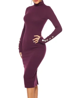 Women's Sweater Dress Midi Dress Dark Blue Gray Long Sleeve Pure Color Button Fall Winter Autumn Turtleneck Casual Winter Dress Fall Dress 2022 S M L XL XXL 3XL 4XL 5XL 25 Women's Sweater Dress Midi Dress Dark Blue Gray Long Sleeve Pure Color Button Fall Winter Autumn Turtleneck Casual Winter Dress Fall Dress 2022 S M L XL XXL 3XL 4XL 5XL -Party Prom Dresses Sales Store ufiguc1627549592988