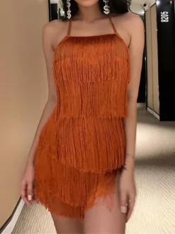 Women's Party Dress Fringe Dress Homecoming Dress Mini Dress Black White Wine Sleeveless Pure Color Tassel Fringe Spring Fall Winter Halter Neck Fashion Wedding Guest Birthday Vacation Slim 2023 S M -Party Prom Dresses Sales Store uklgsw1693535327534