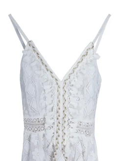 Women's Party Dress Casual Dress Holiday Dress Long Dress Maxi Dress White Beige Sleeveless Print Lace Summer Spring V Neck Basic Vacation 2023 S M L XL XXL -Party Prom Dresses Sales Store ukybbn1681189638396