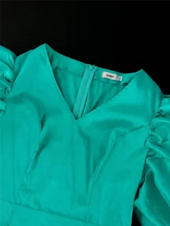 Women's Party Dress Cocktail Dress Satin Dress Midi Dress Green Long Sleeve Pure Color Ruched Spring Fall Winter V Neck Fashion Wedding Guest Vacation Fall Dress 2023 S M L XL XXL 3XL 4XL -Party Prom Dresses Sales Store uldfaz1691466185895