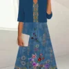 Women's Two Piece Dress Set Casual Dress Print Dress Outdoor Daily Fashion Elegant Print Midi Dress V Neck Half Sleeve Floral Regular Fit Navy Blue Blue Green Summer Spring S M L XL XXL
