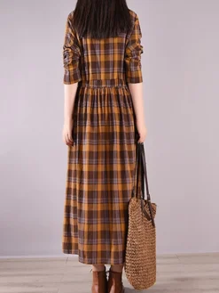 Women's Casual Dress Cotton Linen Dress Plaid Dress Midi Dress Linen / Cotton Blend Fashion Basic Outdoor Daily Holiday Stand Collar Pocket Print Long Sleeve Fall Winter Autumn 2023 Loose Fit Yellow 20 Women's Casual Dress Cotton Linen Dress Plaid Dress Midi Dress Linen / Cotton Blend Fashion Basic Outdoor Daily Holiday Stand Collar Pocket Print Long Sleeve Fall Winter Autumn 2023 Loose Fit Yellow -Party Prom Dresses Sales Store unygwd1693553158261