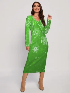 Women's Christmas Dress Sweater Dress Jumper Dress Midi Dress Warm Snowflake Outdoor Christmas Daily Holiday V Neck Long Sleeve 2023 Regular Fit Wine Blue Green S M L XL XXL 3XL 5 Women's Christmas Dress Sweater Dress Jumper Dress Midi Dress Warm Snowflake Outdoor Christmas Daily Holiday V Neck Long Sleeve 2023 Regular Fit Wine Blue Green S M L XL XXL 3XL -Party Prom Dresses Sales Store uobmcx1697378080739