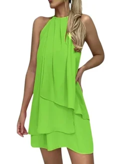 Women's Work Dress Chiffon Dress Black Dress Fashion Mini Dress Layered Crew Neck Sleeveless Plain Regular Fit Black White Pink Summer Spring S M L XL XXL -Party Prom Dresses Sales Store upbegc1690441665556