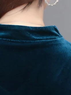 Women‘s Party Dress Wedding Guest Dress Velvet Dress Work Dress Midi Dress Black Wine Royal Blue Long Sleeve Pure Color Ruched Winter Fall Spring V Neck Fashion Spring Dress 2023 M L XL 2XL 3XL 4XL -Party Prom Dresses Sales Store upiyvj1671789632180