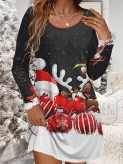 Women‘s Christmas Work Dress Casual Dress Fashion Winter Dress Daily Mini Dress Print Crew Neck Long Sleeve Santa Claus Elk Loose Fit Black Wine Red Fall Winter S M L XL XXL 6 Women‘s Christmas Work Dress Casual Dress Fashion Winter Dress Daily Mini Dress Print Crew Neck Long Sleeve Santa Claus Elk Loose Fit Black Wine Red Fall Winter S M L XL XXL -Party Prom Dresses Sales Store upjtyt1695103246088