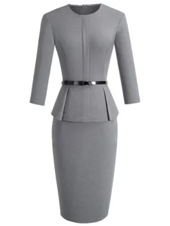 Women's Work Dress Sheath Dress Semi Formal Dress Fashion Midi Dress Ruched Crew Neck 3/4 Length Sleeve Plain Regular Fit Black Red Blue Fall Winter S M L XL XXL 22 Women's Work Dress Sheath Dress Semi Formal Dress Fashion Midi Dress Ruched Crew Neck 3/4 Length Sleeve Plain Regular Fit Black Red Blue Fall Winter S M L XL XXL -Party Prom Dresses Sales Store uqnuvd1692615657773