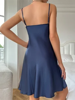 Women's Casual Dress Satin Dress Mini Dress Luxury Sexy Backless Solid Color Strap Party Lounge Navy Black 2023 Summer Spring S M L XL -Party Prom Dresses Sales Store uuldvk1692858278820