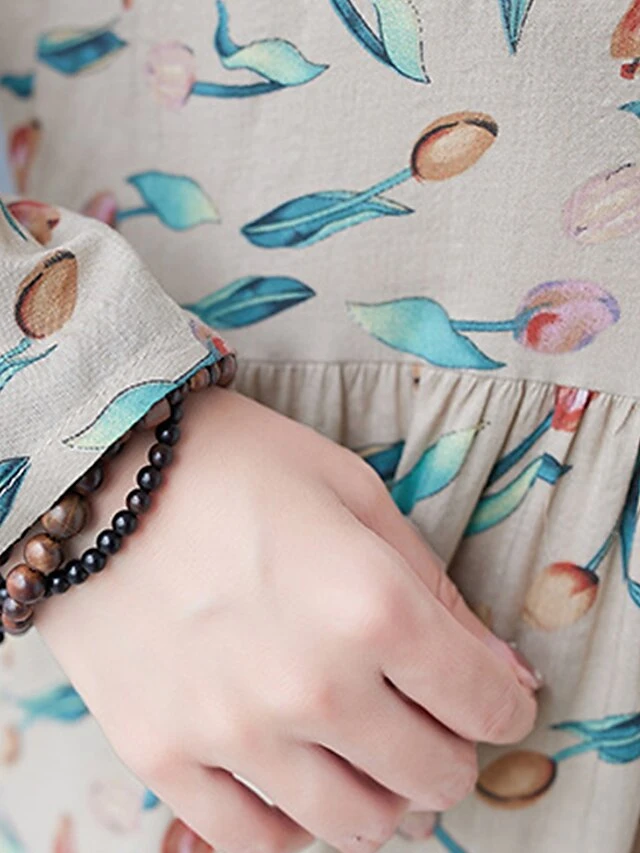 Women's Casual Dress Linen Dress Swing Dress Maxi Long Dress Linen Fashion Modern Outdoor Daily Holiday Crew Neck Print Long Sleeve Fall Winter Autumn 2023 Loose Fit Apricot Flower L XL 2XL 20 Women's Casual Dress Linen Dress Swing Dress Maxi Long Dress Linen Fashion Modern Outdoor Daily Holiday Crew Neck Print Long Sleeve Fall Winter Autumn 2023 Loose Fit Apricot Flower L XL 2XL - Image 20