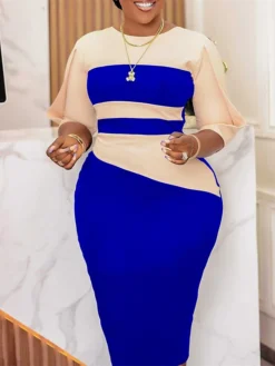 Women's Work Dress Sheath Dress Semi Formal Dress Fashion Midi Dress Patchwork Crew Neck Half Sleeve Color Block Regular Fit Black White Red Fall Winter S M L XL XXL 25 Women's Work Dress Sheath Dress Semi Formal Dress Fashion Midi Dress Patchwork Crew Neck Half Sleeve Color Block Regular Fit Black White Red Fall Winter S M L XL XXL -Party Prom Dresses Sales Store uwqfdg1692948231965