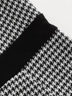 Women's Work Dress Sheath Dress Semi Formal Dress Fashion Midi Dress Button Pocket Crew Neck 3/4 Length Sleeve Houndstooth Regular Fit Black Fall Winter S M L XL -Party Prom Dresses Sales Store uwtnju1692603088727