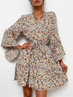 Women's Work Dress Casual Dress Sheath Dress Fashion Winter Dress Office Daily Mini Dress Lace Up Print V Neck Long Sleeve Floral Loose Fit Apricot Fall Winter S M L XL 13 Women's Work Dress Casual Dress Sheath Dress Fashion Winter Dress Office Daily Mini Dress Lace Up Print V Neck Long Sleeve Floral Loose Fit Apricot Fall Winter S M L XL -Party Prom Dresses Sales Store uwtqtc1695030983037