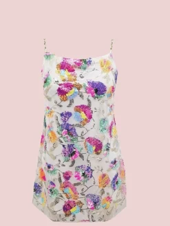 Women's Party Dress Sequin Dress Homecoming Dress Mini Dress White Pink Sleeveless Floral Sequins Summer Spring Spaghetti Strap Stylish Party Vacation Summer Dress 2022 S M L XL -Party Prom Dresses Sales Store uxlusi1675933629508