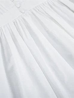 Women's Work Dress Casual Dress White Dress Fashion Daily Puff Sleeve Mini Dress Ruched Button V Neck 3/4 Length Sleeve Plain Regular Fit White Fall Winter S M L -Party Prom Dresses Sales Store uxqxoc1695645264285