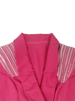 Women's Prom Dress Party Dress Wedding Guest Dress Long Dress Maxi Dress Rose Long Sleeve Color Block Ruched Fall Winter Autumn V Neck Fashion Winter Dress Wedding Guest Evening Party 2023 S M L XL -Party Prom Dresses Sales Store vaaolk1695030112176