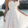Women‘s Semi Formal Party Dress Homecoming Dress A Line Dress Mini Dress White Sleeveless Pure Color Lace Spring Summer Strapless Wedding Wedding Guest Slim 2023 S M L XL