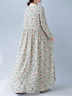 Women's Casual Dress Linen Dress Swing Dress Maxi Long Dress Linen Fashion Modern Outdoor Daily Holiday Crew Neck Print Long Sleeve Fall Winter Autumn 2023 Loose Fit Apricot Flower L XL 2XL 35 Women's Casual Dress Linen Dress Swing Dress Maxi Long Dress Linen Fashion Modern Outdoor Daily Holiday Crew Neck Print Long Sleeve Fall Winter Autumn 2023 Loose Fit Apricot Flower L XL 2XL -Party Prom Dresses Sales Store vanjmy1693553172049