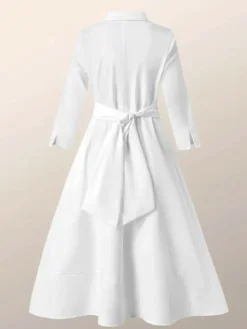 Women's Casual Dress Cotton Linen Dress Swing Dress Midi Dress Cotton Blend Fashion Modern Outdoor Daily Shirt Collar Button Pocket Half Sleeve Summer Spring Fall 2023 Regular Fit Rose Red Plain S M -Party Prom Dresses Sales Store vbgngl1684377943066