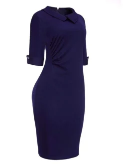 Women's Work Dress Sheath Dress Semi Formal Dress Fashion Office Daily Workfashion Midi Dress Ruched Shirt Collar Half Sleeve Plain Slim Black Wine Navy Blue Fall Winter S M L XL XXL 28 Women's Work Dress Sheath Dress Semi Formal Dress Fashion Office Daily Workfashion Midi Dress Ruched Shirt Collar Half Sleeve Plain Slim Black Wine Navy Blue Fall Winter S M L XL XXL -Party Prom Dresses Sales Store vbuevt1695030998013