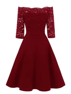 Women‘s Cocktail Party Dress Wedding Guest Dress Sheath Dress Midi Dress Wine Navy Blue Half Sleeve Solid Colored Off Shoulder Hot S M L XL XXL 7 Women‘s Cocktail Party Dress Wedding Guest Dress Sheath Dress Midi Dress Wine Navy Blue Half Sleeve Solid Colored Off Shoulder Hot S M L XL XXL -Party Prom Dresses Sales Store vdjfxh1564573224051