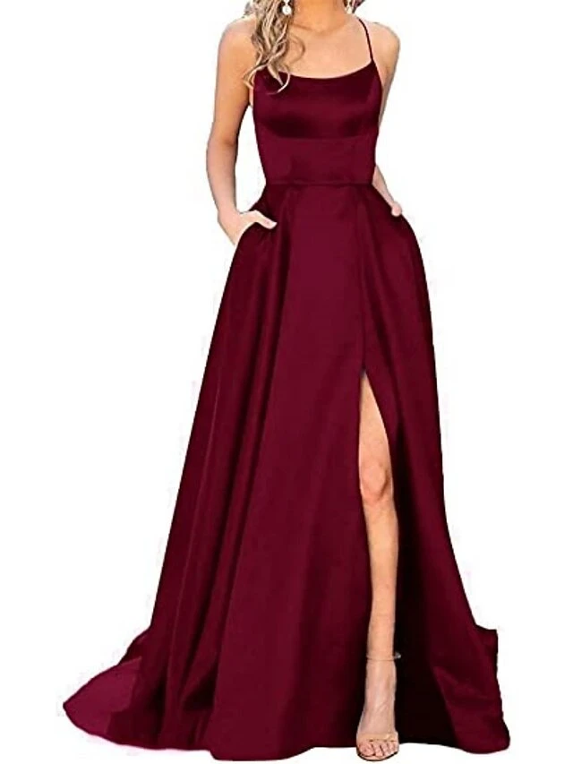 Women‘s Prom Party Dress Homecoming Dress Satin Maxi Long Dress Green Red Sleeveless Pure Color Split Spring Summer Spaghetti Strap Party Stylish Elegant Party 2023 S M L XL 10 Women‘s Prom Party Dress Homecoming Dress Satin Maxi Long Dress Green Red Sleeveless Pure Color Split Spring Summer Spaghetti Strap Party Stylish Elegant Party 2023 S M L XL - Image 10
