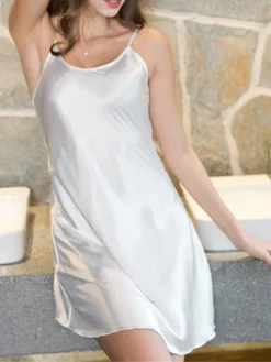 Women's Satin Dress Strap Dress Mini Dress Cute Sexy Backless Solid Color Strap Party Lounge Black White 2023 Summer Spring M L XL XXL 29 Women's Satin Dress Strap Dress Mini Dress Cute Sexy Backless Solid Color Strap Party Lounge Black White 2023 Summer Spring M L XL XXL -Party Prom Dresses Sales Store vfuafk1692857672204
