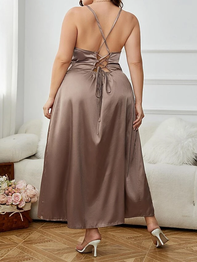 Women's Prom Dress Party Dress Satin Dress Long Dress Maxi Dress Champagne Sleeveless Pure Color Lace Up Summer Spring Fall Spaghetti Strap Fashion Evening Party Vacation 2023 XL XXL 3XL 4XL 5 Women's Prom Dress Party Dress Satin Dress Long Dress Maxi Dress Champagne Sleeveless Pure Color Lace Up Summer Spring Fall Spaghetti Strap Fashion Evening Party Vacation 2023 XL XXL 3XL 4XL - Image 5