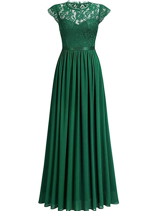 Women's Prom Dress Party Dress Lace Dress Long Dress Maxi Dress Black Wine Navy Blue Short Sleeve Pure Color Lace Summer Spring Fall Crew Neck Party Wedding Guest Vacation Fall Dress 2023 S M L XL 2XL 3 Women's Prom Dress Party Dress Lace Dress Long Dress Maxi Dress Black Wine Navy Blue Short Sleeve Pure Color Lace Summer Spring Fall Crew Neck Party Wedding Guest Vacation Fall Dress 2023 S M L XL 2XL - Image 3