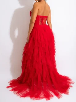 Women‘s Prom Party Dress Black Dress Long Dress Maxi Dress Red Sleeveless Pure Color Lace Winter Fall Autumn Strapless Party 2023 S M L XL XXL 3XL 4XL 5XL -Party Prom Dresses Sales Store vkazea1663049695480